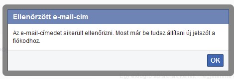 Facebook Ellenőrzött email cím panel