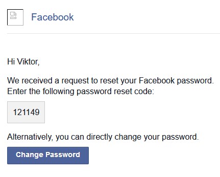 Facebook jelszó visszaállító email