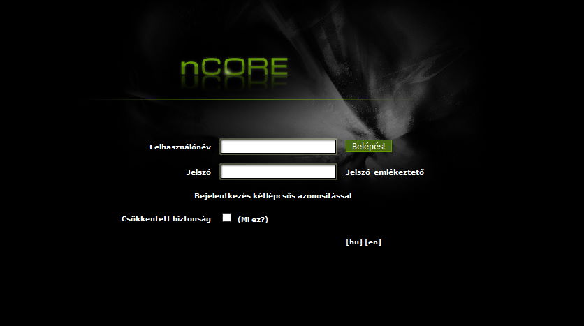 az ncore torrent tracker főoldala